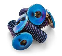 Terske Ultra-Low Profile Superlight Titanium Bottle Cage Bolts (Burnt Blue, 4-Pack)