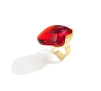 [Tertioi] Unique Vintage Style Geometric Art Ring Irregular Shape Transparent Resin Material Durable Comfort Fit Women Jewelry Solid Rings