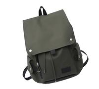 Tertioi Waterproof Motorcycle Style Large Capacity Student Backpack PU Leather Flap Drawstring School Shoulder Book Bag Motorcycle Style Shoulder Bag, green