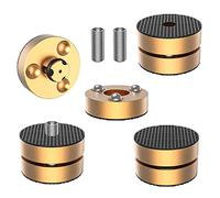 Tertullus 4 Sets Aluminum Subwoofer Speaker Feet Silver With Shock-Absorbing Beads,Hifi Turntable Adjustable Feet For Hifi Devices Amplifier Turntable Dac Recorder Cd (Gold-39 x 23mm)