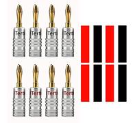 Tertullus 8pcs Speaker Banana Plugs Speaker Cable Connectors 24k Gold Plated Double Screw Locking Banana Plugs For Accommodating Cable With Wire Size Up To 4mm