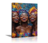 TERUEA Abstract Girl Painting Prints Woman Canvas Pictures Three sisters laughing happily Trendy Retro Painting Bathroom Wall Decor,(Multi-Color)-20x30cm1 Framed