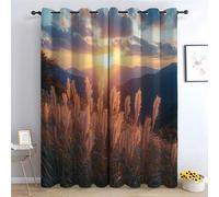 TERUEA Beach Hut Shower Curtain Waterproof Curtains Tall grass swaying in the lake Forest Curtains,-42" W x 54" L (Pack of 2)
