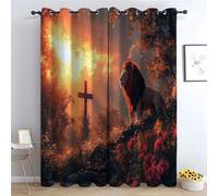 TERUEA Blackout Curtains & Drapes A cross with the sun shining brightly behind it Farmhouse Flower Print Decorative Grommet Window Drapes Blackout Curtains for Bedroom-42 W x 54" L (Pack of 2)
