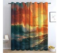 TERUEA Blackout Curtains for Home Living Room Bedroom Window Drapes, Dramatic ocean at fiery sunset Curtains Natural Autumn Scenery Landscape pattern-52 W x 120" L (Pack of 2)