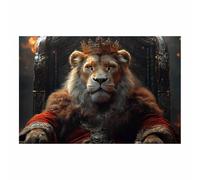 TERUEA Canvas Animal Abstract Colourful - Lion on Throne Crown Red Robe 1P Tropical Plant Posters Prints Cute Modern Artwork for Living Room Bedroom Home Decor Gallery(Red)-40x60cm1 Unframed