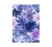 TERUEA Canvas Poster Print Art Dark Violet Base With Gilded Leaf Botanical Blooms Canvas Wall Art for Home Decor Modern Bathroom Office Wall Decor Paintings(Purple)-70x100cm1 Unframed