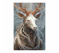 TERUEA Canvas Posters Prints Animals Art for Living Room Home Cybernetic Deer Mechanical, Farmhouse Style Artwork for Kitchen Bathroom Bedroom Office Home Deration(Gray)-80x120cm1 Unframed