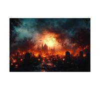 TERUEA Canvas Wall Art Halloween Fall Wall Decor The moonlight shines in a cemetery at night, Painting Gothic Spooky Artwork Prints Home Decor (Black)-30x45cm1 Unframed