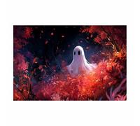 TERUEA Canvas Wall Art Prints A cute spirit surrounded by flowers, Halloween Dark Academia Scary Witch Silhouette Art Poster Creepy Gothic Aesthetics (Red)-30x45cm1 Unframed