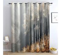 TERUEA City Seaside Landscape, Polyester Fabric Curtain An elegant painting of trees, Mountain Curtain-42 W x 63" L (Pack of 2)