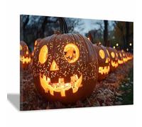 TERUEA Colorful Flowers Pictures Paintings on Canvas Wall Art for Living Room Bedroom Home Decorations Jack-o'-lanterns lit up in a park at night for Kithcen Home Decor(Orange)-30x45cm1 Framed