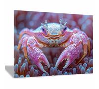 TERUEA Colour Splash Arty Animal Canvas Wall Art Bright Picture Glittery Pink Crowned Crab Humor Poster Picture for Toilet Bathroom(Pink)-40x60cm1 Framed
