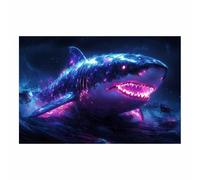 TERUEA Cute Animal Canvas Wall Art Picture Neon Shark Underwater Art Picture Wall Decor Animals Toilet Painting Prints Home Decor(Violet)-30x45cm1 Unframed