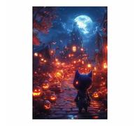 TERUEA Cute Halloween Canvas Wall Art, Cute spirits surrounded by flowers Vintage Prints, Ghost Art Painting, Whimsical Gothic Wall Decor for Bedroom (Burning Orange)-40x60cm1 Unframed