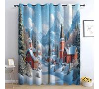 TERUEA Floral Blackout Curtains for Living Room Bedroom A cute cartoon-style old house scene Green Floral Patterned Curtains Vintage Art Deco Drapes Room Darkening Curtain-52 W x 84" L (Pack of 2)