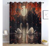 TERUEA Floral Blackout Curtains for Living Room Bedroom Two swans swimming on a lake Eyelet Curtains for Living Room Thermal Insulated Window Curtain Drapes for Dining Room-52 W x 72" L (Pack of 2)