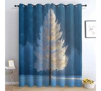 TERUEA Floral Curtains A white tree covered in snow Thermal Insulated Blackout Curtains Botanical Flower Print Pattern Window Drapes for Bedroom Living Room-52 W x 72" L (Pack of 2)