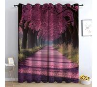 TERUEA Floral Curtains Soft A beautiful road lined with trees Thermal Insulated Blackout Curtains Botanical Flower Print Pattern Window Drapes for Bedroom Living Room-42 W x 54" L (Pack of 2)