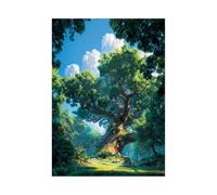 TERUEA Flower Modern Abstract Paintings Canvas Wall Art Massive Aged Tree, Sunlight Filtering Through Forest Glades Spa Pictures Wall Decor Art Prints for Yoga Meditation Room(Green)-40x60cm1 Unframed