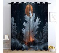 TERUEA Forest Curtains Eyelet A beautiful, isolated biome, Thermal Insulated 80% Blackout Curtains Print Pattern Room Darkening Window Drapes for Bedroom Living Room-28 W x 63" L (Pack of 2)