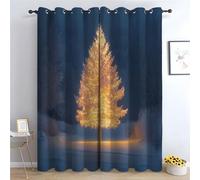 TERUEA Forest Curtains Eyelet A white tree covered in snow Thermal Insulated Blackout Curtains Botanical Flower Print Pattern Window Drapes for Bedroom Living Room-42 W x 63" L (Pack of 2)