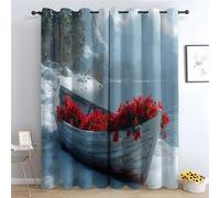 TERUEA Forest Shower Curtain Flowers on the shore Landscape Scenery, 3D Digital Painting Pattern For Shower Stall, Bathroom Curtains-52 W x 108" L (Pack of 2)