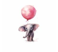 TERUEA Funny Bathroom Wall Art, Cute Elephant with Pink Balloon, Whimsical Animal Decor Colourful Farm Animals Modern Artwork for Living Room Home ations(Pink)-80x120cm1 Unframed