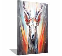 TERUEA Funny Bathroom Wall Art Poster Geometric Deer, Modern Animal Decor Cute Animals Poster Artwork for Toilet Bathroom(Gray)-40x60cm1 Framed