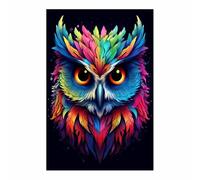 TERUEA Funny Bathroom Wall Painting Animals Humor Abstract Artwork For Living Room Gallery Bathroom Vibrant Rainbow Owl, Bold Fantasy Animal Decor Canvas Print Bath(Fuchsia)-70x100cm1 Unframed