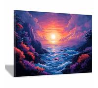 TERUEA Funny Bathroom Wall Painting Animals Humor Abstract Artwork For Living Room Gallery Bathroom Sunset Dolphin Ocean Scene Modern Artwork for Living Room Home Decorations(Violet)-60x90cm1 Framed