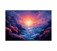 TERUEA Funny Bathroom Wall Painting Animals Humor Abstract Artwork For Living Room Gallery Bathroom Sunset Dolphin Ocean Scene Modern Artwork for Living Room Home Decorations(Violet)-60x90cm1 Unframed