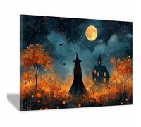TERUEA Goth Print Gothic Princess Canvas Wall Art A quirky witch Victorian Dark Academia Paintings Moody Victorian Romance Art Halloween Picture(Orange)-20x30cm1 Framed