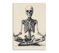TERUEA Gothic Black Crows Canvas Wall Art A cute skeleton doing yoga Wall Decor The Crow Painting Poster Halloween Victorian (Black and White)-30x45cm1 Unframed
