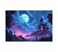 TERUEA Gothic Black Crows Canvas Wall Art Grim Reaper full moon Dark Academia Wall Decor The Crow Painting Poster Halloween Victorian (Lavender)-20x30cm1 Unframed