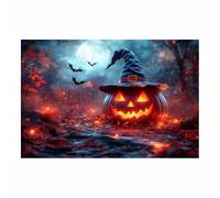 TERUEA Gothic Black Crows Canvas Wall Art Pumpkins wearing witch hats in the moonlight Dark Academia Wall Decor The Crow Painting Poster Halloween Victorian (Red)-20x30cm1 Unframed