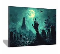 TERUEA Gothic Room Decor Aesthetic Halloween Decor A skeleton hand rising from the ground, Gothic Wall Art Prints Spooky Goth Room Witch Decoration (Blue)-20x30cm1 Framed