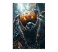 TERUEA Gothic Wall Art Decor, Abstract Design - A giant pumpkin spider, Halloween Décor and Spooky Wall Decoration(Black)-60x90cm1 Unframed