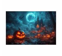 TERUEA Gothic Wall Art Decor, Abstract Design - A spooky haunted house background with pumpkins, Halloween Décor and Spooky Wall Decoration(Gray)-40x60cm1 Unframed