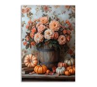 TERUEA Home Selections Painted Flower 3D Wall Canvas. A beautiful watercolor painting with flowers, Colorful Botanical Wall Poster for Bedroom Living Room Decor(Apricot)-70x100cm1 Unframed