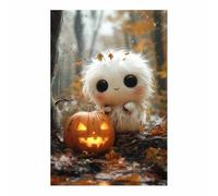 TERUEA Home Selections Painted Flower 3D Wall Canvas. A cute, furry white ghost, Colorful Botanical Wall Poster for Bedroom Living Room Decor(White)-40x60cm1 Unframed