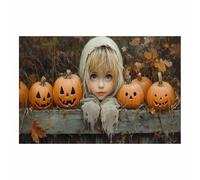 TERUEA Home Selections Painted Flower 3D Wall Canvas. A cute spirit and pumpkin Colorful Botanical Wall Poster for Bedroom Living Room Decor(Orange)-20x30cm1 Unframed