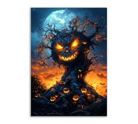 TERUEA Modern Floral Giclee Canvas Prints Flowers Artwork A spooky tree with eyes and a mouth, for Bedroom Living Room Home Office Decoration,Set of 1(Gold)-60x90cm1 Unframed
