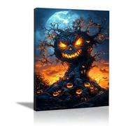 TERUEA Modern Floral Giclee Canvas Prints Flowers Artwork A spooky tree with eyes and a mouth, for Bedroom Living Room Home Office Decoration,Set of 1(Gold)-40x60cm1 Framed