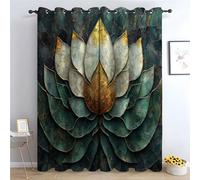 TERUEA Painting Printed Window Decor, Bedroom Living Room Drape Overhead view of a symmetrical lotus pattern, 3D Waterfall Garden Curtain Curtain-52 W x 96" L (Pack of 2)
