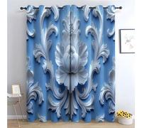 TERUEA Skyscrapers Lake Metropolis Image Thermal Insulated Curtains for Bedroom, Light blue pattern Shower Curtain Nature Landscape Scenery Waterproof Fabric Polyester-63 W x 90" L (Pack of 2)