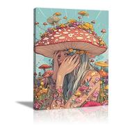 TERUEA Vintage Bathroom Wall Art - Silhouette Woman with Dandelion Vintage Humor Wall Poster for Bathroom Toilet Decor(Beige)-70x100cm Framed