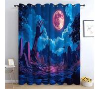TERUEA Waterfall Nature Scene Curtain, A skeleton hand rising from the ground Bathroom Decorative,-52" W x 120" L (Pack of 2)
