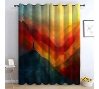 TERUEA Waterfall Nature Scene Curtain, Abstract mountain scenery, Scenic Forest Landscape with Pink Flowers Bathroom Decor Multiple sizes-42 W x 72" L (Pack of 2)