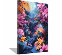 TERUEA Zen Canvas Wall Art Tropical Jungle Floral Canvas Decor Non-woven s for LivingRoom and Bedroom Abstract(Pink)-20x30cm Framed